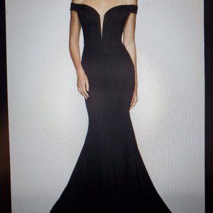 Blush Black Intrigue Stretch Mermaid Gown Jersey Formal Evening Dress